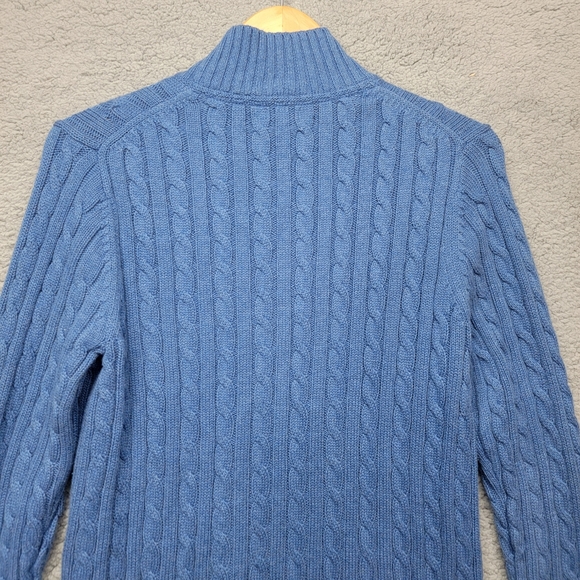 🍁L.L. Bean Preppy Fall/Autumn French Blue Cable Knit Cardigan - Picture 3 of 11
